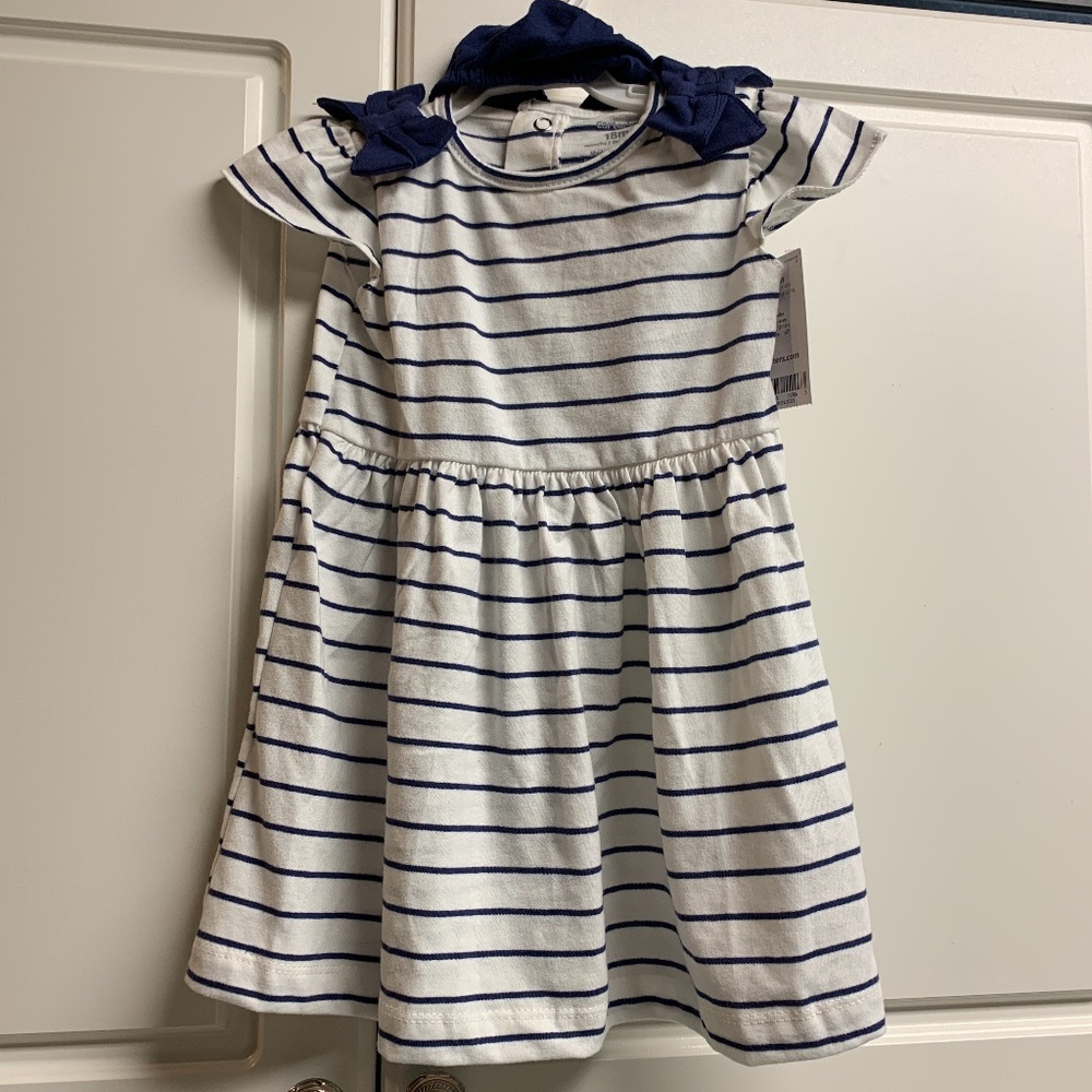 NWT Carter’s 18 month navy and white striped toddler girl dress